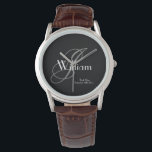 Wedding Best Man Gift Modern Monogram Name Cool<br><div class="desc">Wedding Best Man Gift Modern Monogram And Name Cool Classic Watch. Customise it for that extra special touch to your Best Man gift. Click personalise this template to customise it with your monogram last name initial, first name and date quickly and easily. Wedding Best Man Gift Modern Monogram Name Cool...</div>