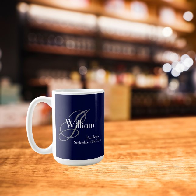 Wedding Best Man Gift Modern Monogram + Name Cool  Mug (Your Best man will surely appreciate and treasure this exquisite memento for many years to come.)