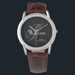 Wedding Best Man Gift Modern Monogram Name Cool  Watch<br><div class="desc">Wedding Best Man Gift Modern Monogram And Name Cool Classic Watch. Customise it for that extra special touch to your Best Man gift. Click personalise this template to customise it with your monogram last name initial, first name and date quickly and easily. Wedding Best Man Gift Modern Monogram Name Cool...</div>