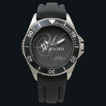 Wedding Best Man Gift Modern Monogram Name Sporty Watch<br><div class="desc">Wedding Best Man Gift Modern Monogram Sporty Cool Watch. Best Man modern vintage monogram initial, name and date classic masculine watch. Customising adds that extra special touch to your Best Man gift. Click personalise this template to customise it quickly and easily. 30 Day Money Back Guarantee. Ships Worldwide fast. Wedding...</div>