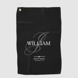 Wedding Best Man Gift Monogram & Name Modern Cool  Golf Towel