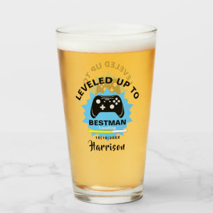 Wedding  Best Man Levelled Up Gamer Fun Glass