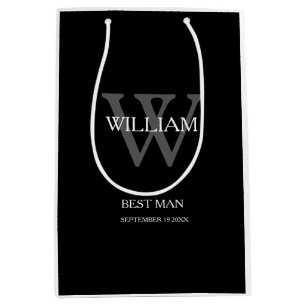 Wedding Best Man Personalised Chic Modern Classy Medium Gift Bag