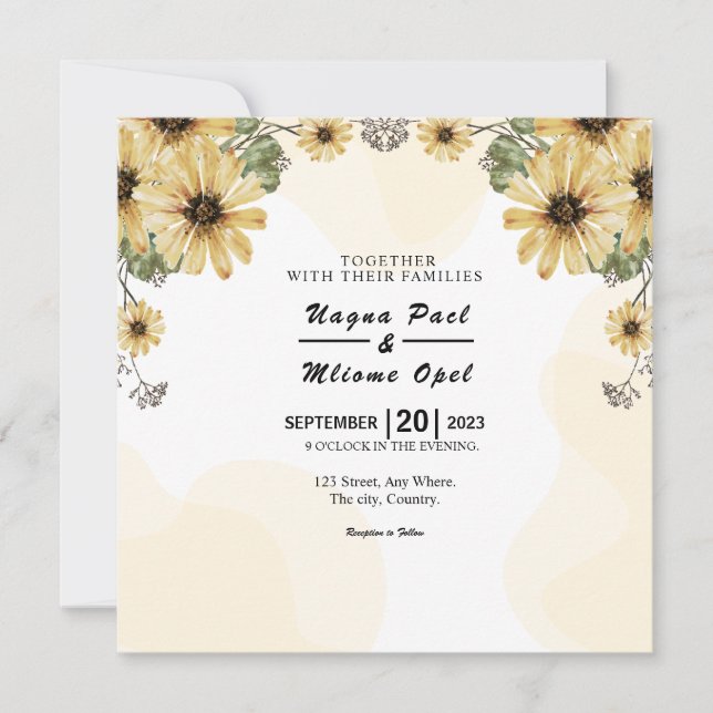 Wedding Best Square Invitation Card Design Vector (Front)