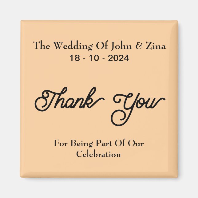 Wedding Big Calligraphy Thank You Magnet (Front)