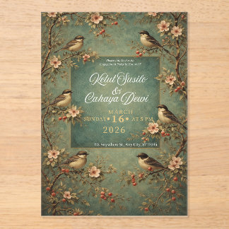wedding birds acrylic invitations