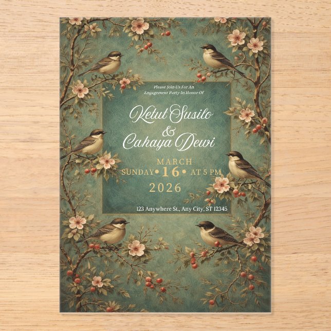 wedding birds acrylic invitations (Front)