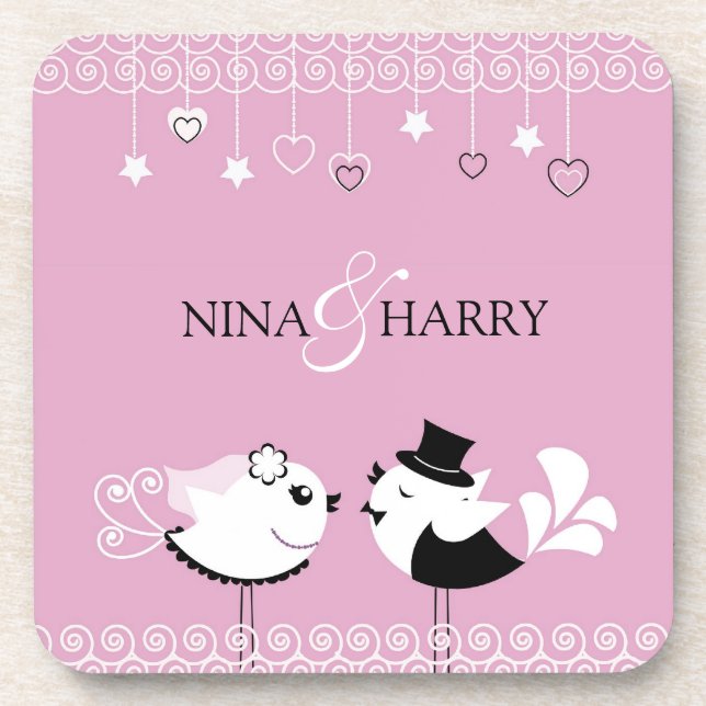 Wedding Birds Bride Groom Coasters (set of 4) (Front)