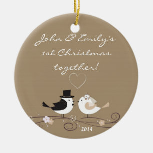 Wedding Birds Pigeons Personalised Name Ornament