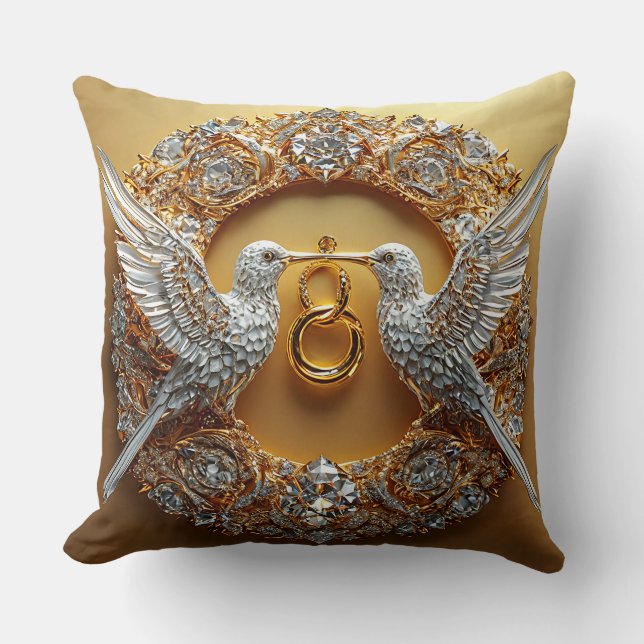 Wedding Birds Rings & Love Cushion (Front)