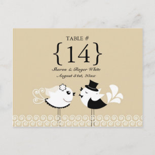 Wedding Birds Table Number Seats Cards