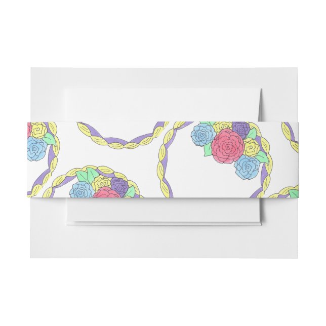 Wedding Birthday Bridal Shower Floral Round Cake Invitation Belly Band (Front Example)