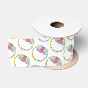 Wedding Birthday Bridal Shower Floral Round Cake Satin Ribbon