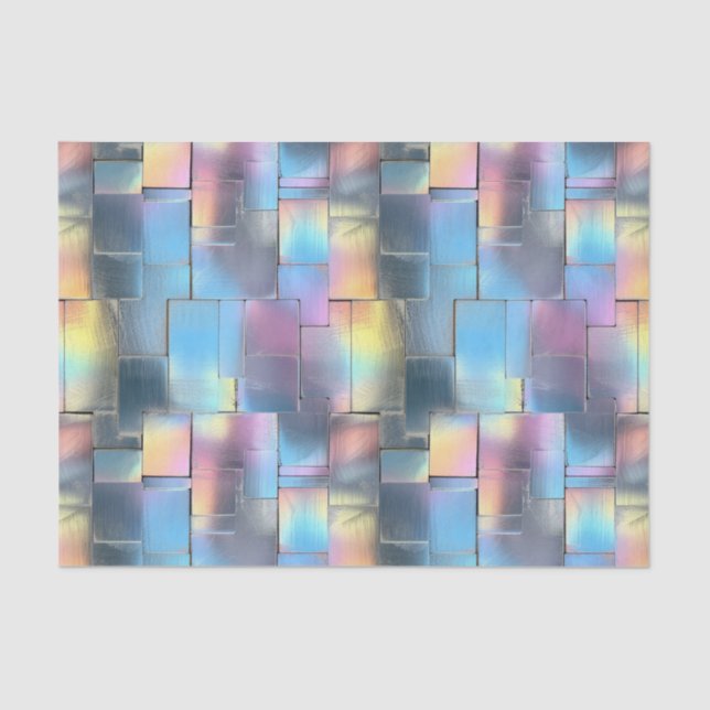 Wedding Birthday Decoupage Iridescent Geometric 6 Tissue Paper (Front)