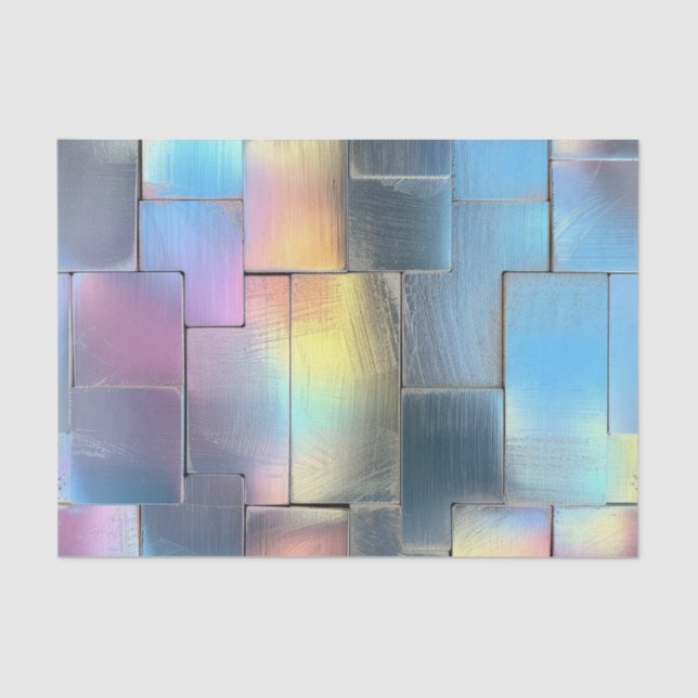 Wedding Birthday Decoupage Iridescent Geometric 7 Tissue Paper (Front)