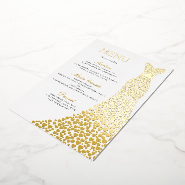 Wedding, Birthday Party or Bridal Shower Menu Gold (Rotated)