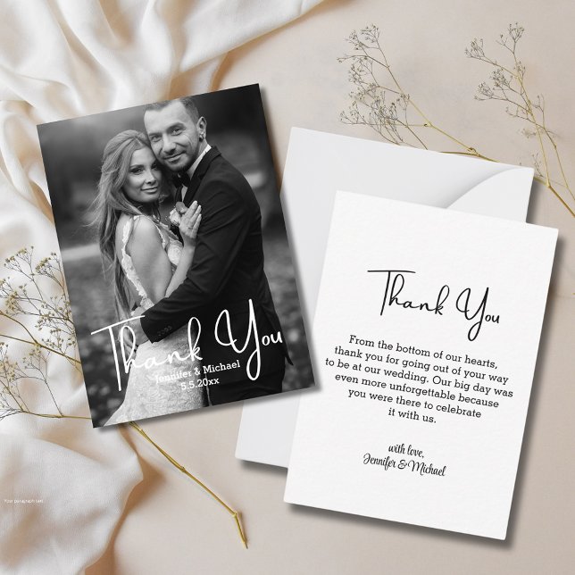 wedding black and white photo thank you card (Creator Uploaded)