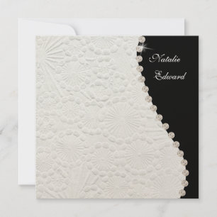 Wedding Black and White Vintage Pattern Invite