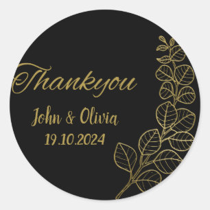 wedding black colour thank you Sticker