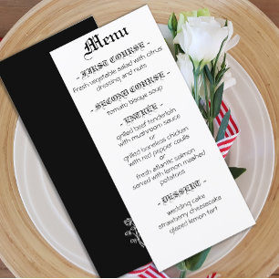 Wedding black dress Gothic elegant typography menu