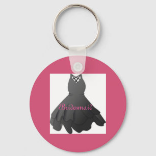 Wedding Black Dress Pink Bridesmaid Keychain Gift