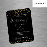 Wedding black gold hearts luxury invitation magnet<br><div class="desc">A black background decorated with golden hearts. Personalise and add your names and the details.</div>