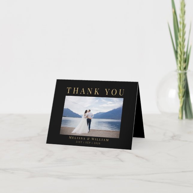 Wedding Black Gold Thank You Card (Front)