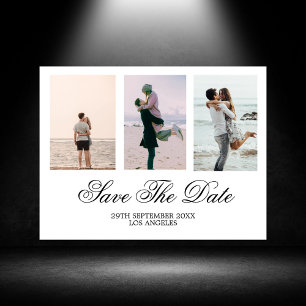 Wedding Black  Photo White Save The Date  Holiday Postcard