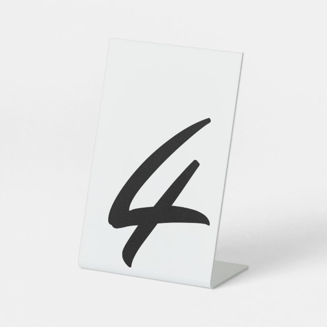 Wedding Black Table Number 4 Pedestal Sign (Front)