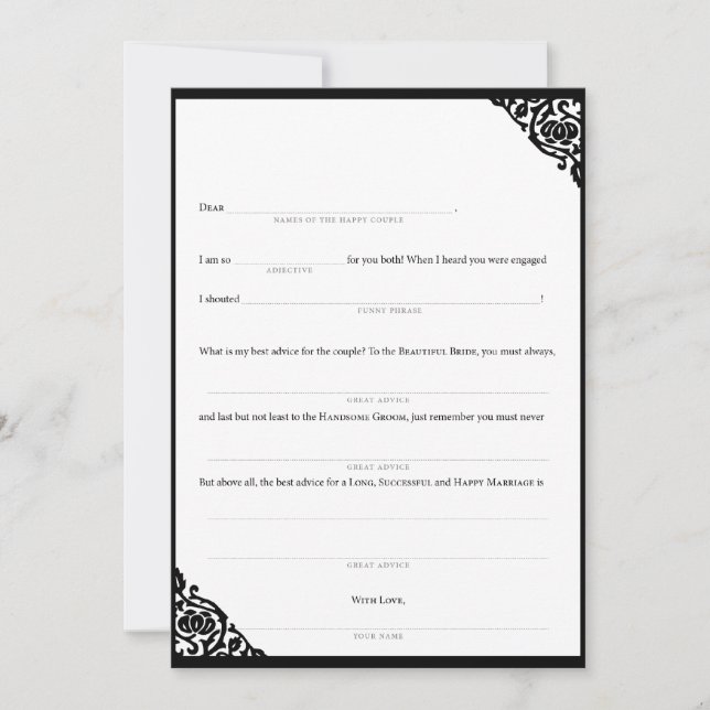 Wedding Black Vine Invitation (Front)