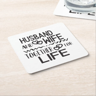 Wedding Black White Bride Groom Love Anniversary Square Paper Coaster