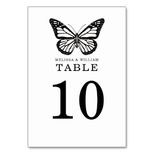 Wedding Black & White Butterfly Table Number