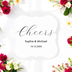 Wedding Black White Cheers Elegant  Paper Coaster