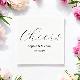 Wedding Black White Cheers Napkins