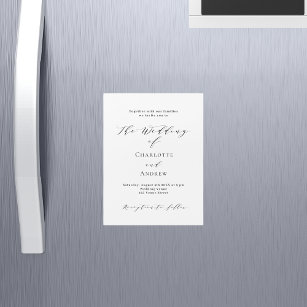 Wedding black white classic formal modern luxury magnetic invitation