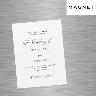 Wedding black white classic formal modern luxury magnetic invitation