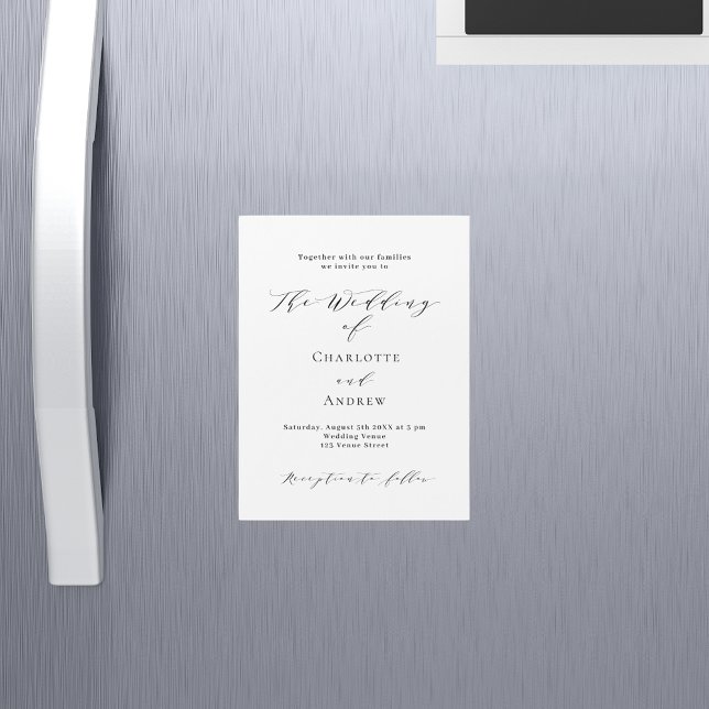 Wedding black white classic formal modern luxury magnetic invitation (Creator Uploaded)