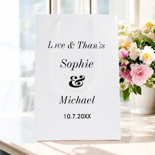 Wedding Black White Classic Simple Medium Gift Bag
