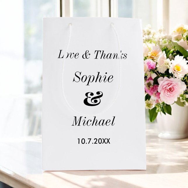 Wedding Black White Classic Simple  Medium Gift Bag (Creator Uploaded)