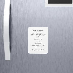 Wedding black white formal modern invitation magnet