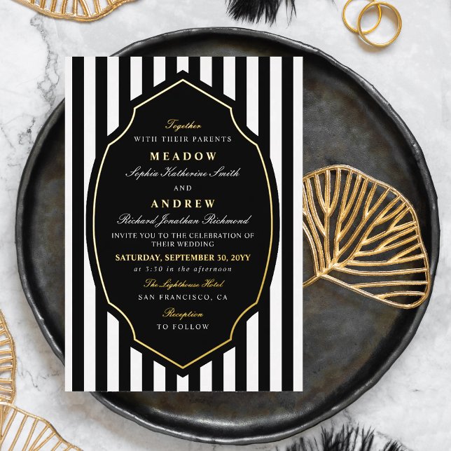 Wedding Black White & Gold With Stripes (Creator Uploaded)
