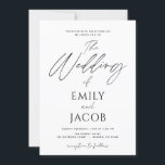 Wedding Black White Script Typography Invitation<br><div class="desc">White and Black Wedding Spring or Summer Wedding Invitations - includes beautiful and elegant script typography with a modern simple and classic colour for the special Wedding day celebration.</div>