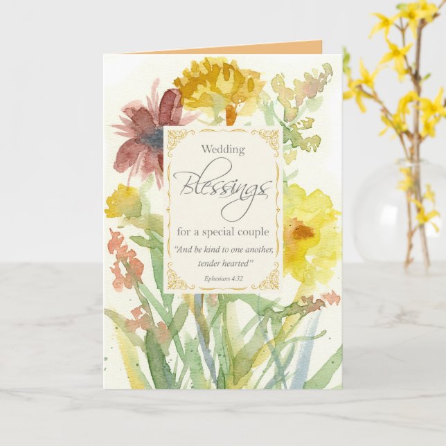 Wedding Blessings Congratulations Ephesians Bible Card (Yellow Flower)