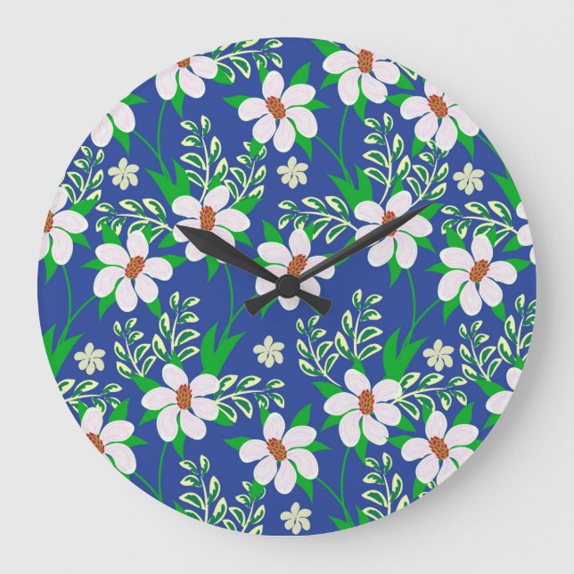 Wedding Bliss: Floral Invitation Background Large Clock (Front)