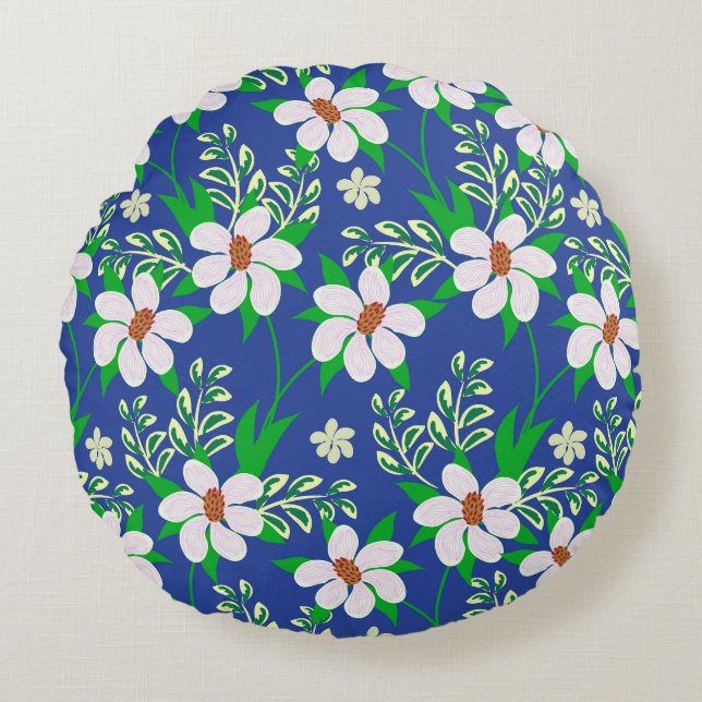 Wedding Bliss: Floral Invitation Background Round Cushion (Front)