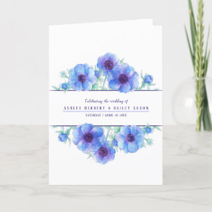 Wedding blue anemone flowers watercolor art programme