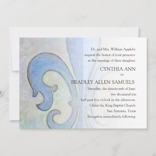 Wedding Blue  Fleur de Lis Invitation (Front)