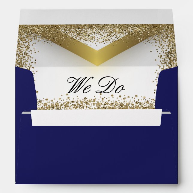 Wedding Blue gold glitter envelope (Back (Bottom))