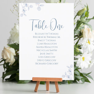 Wedding Blue Greenery Calligraphy Table Number