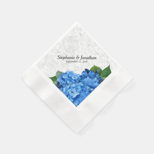 Wedding Blue Hydrangea Diamond Layout Napkins (Corner)